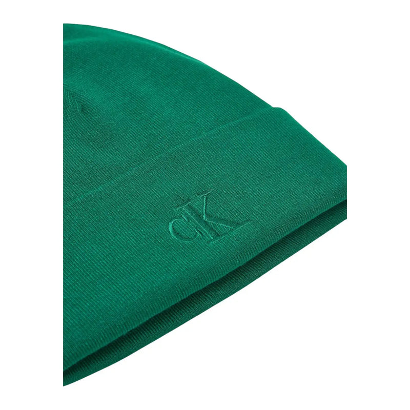 Calvin Klein Casquette homme en maille verte unie de viscose mélangée avec logo CK brodé discret, accessoire automne-hiver