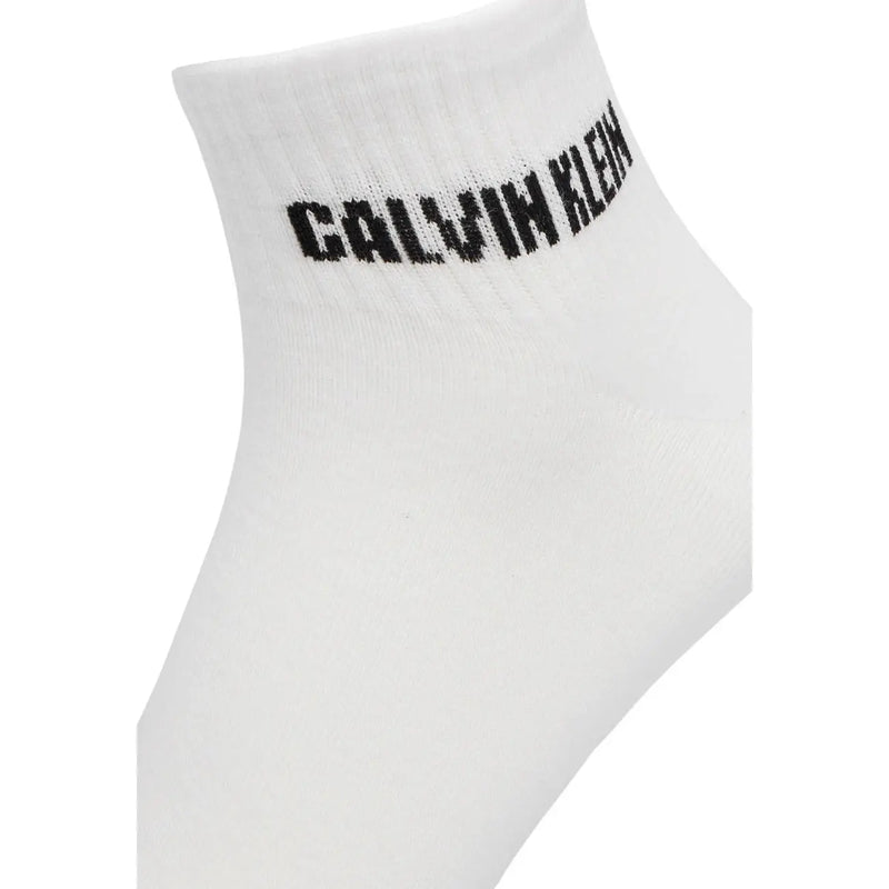White calvin klein cotton ankle sock with black logo featured in calvin klein men cotton underwear collection