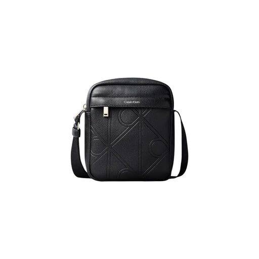 Noir Calvin Klein Sac bandoulière homme avec emblème de reporter, logo en relief et finition cuir texturé L16 x H20 cm