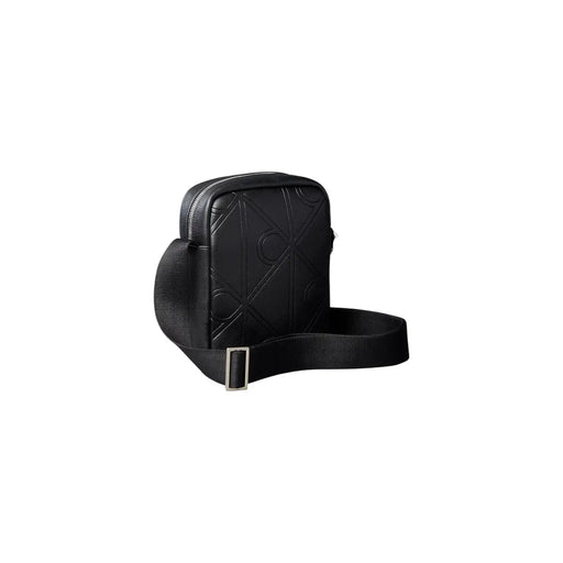 Calvin Klein Sac de reporter pour homme en cuir noir orné d'un logo en relief et d'une boucle argentée