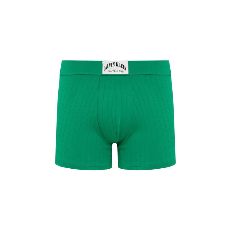 Calvin Klein men green cotton ribbed boxer briefs showing the back side with a comfortable fit