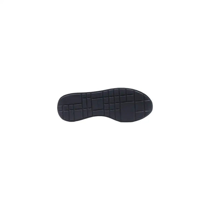 Semelle en caoutchouc noir avec motif quadrillé à l'arrière des baskets Calvin Klein pour homme en similicuir gris, pointure 38