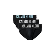 Slip homme calvin klein noir en coton élasthanne avec bandes logo contrastées bleu clair et blanches