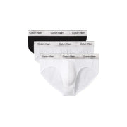 Calvin Klein slip taille basse pour homme en coton élasthanne blanc avec ceinture noire et élastique à logo blanc en lot de 3