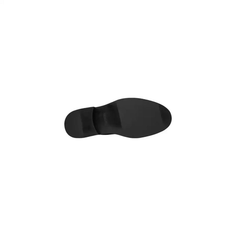 Semelle en caoutchouc noir à finition mate lisse et talon compensé sur les chaussures à lacets en cuir noir Calvin Klein pour homme hm0hm02056