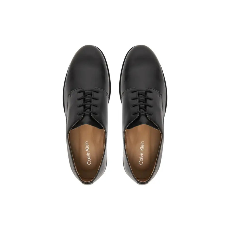 Chaussures Oxford à lacets en cuir noir élégant Calvin Klein pour homme, vues de l'arrière