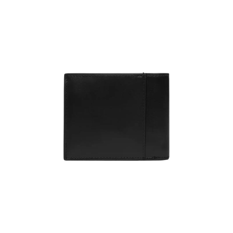 Calvin Klein men leather wallet black 11x9.5cm with clean minimalist design and precise edge stitching