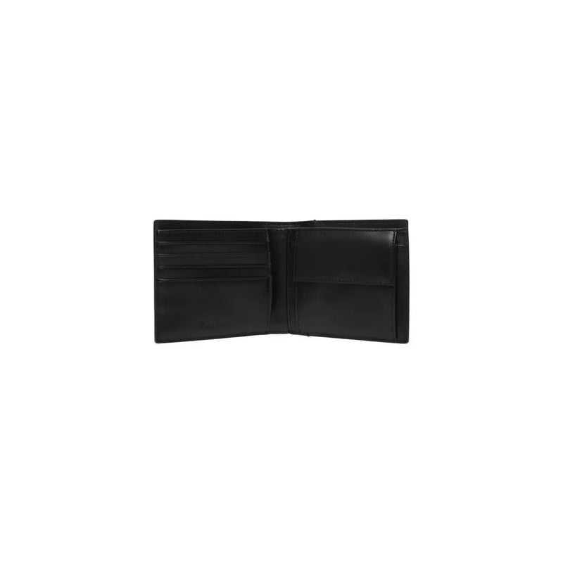 Calvin klein men leather wallet black bi fold with multiple card slots and central compartment 11x9.5cm