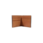 Calvin klein men leather wallet in tan with black edges and multiple card slots for organized storage