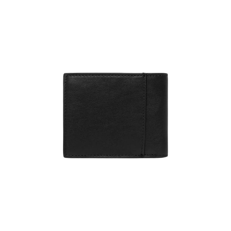 Calvin Klein Portefeuille homme en cuir noir 11x9cm avec coutures précises et design minimaliste en cuir noir