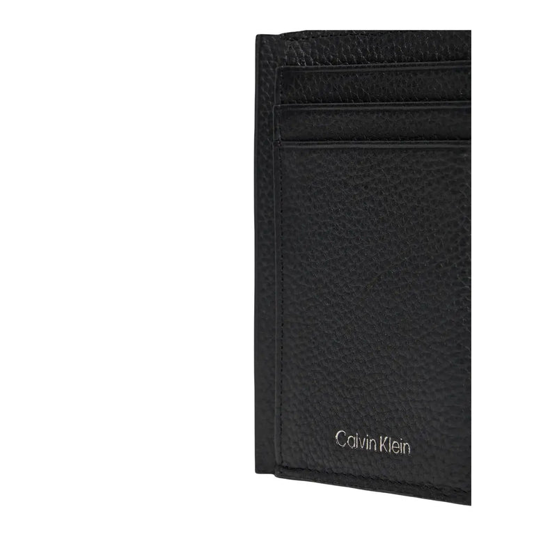 Black textured leather Calvin Klein men wallet with stitched card slots suitable for everyday use
