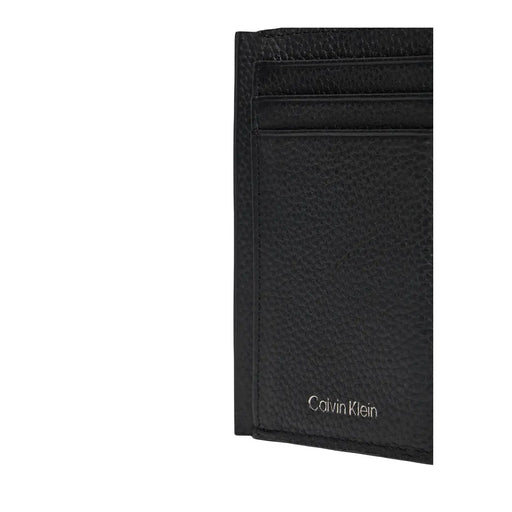 Black textured leather Calvin Klein men wallet with stitched card slots suitable for everyday use