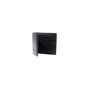 Calvin klein men leather wallet black with textured perforated exterior and smooth interior card slots for zip pocket use