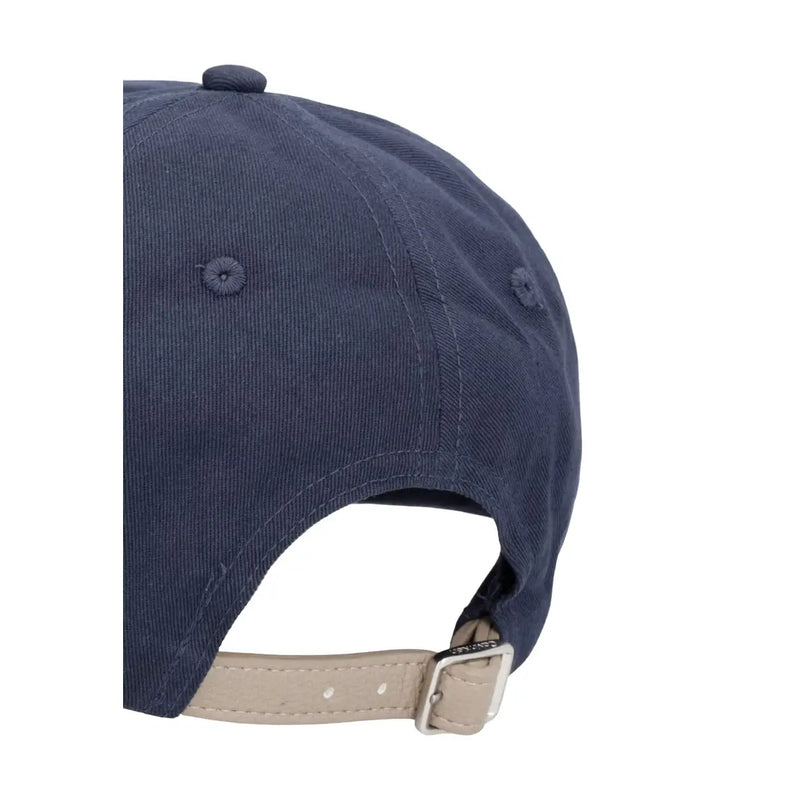 Casquette de baseball Calvin Klein pour homme, en coton bleu marine, colorblock, avec lanière en cuir beige et boucle argentée (vue arrière)