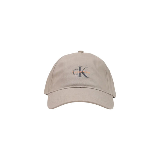 Beige Calvin Klein Casquette de baseball pour homme en coton imprimé monologu avec logo brodé