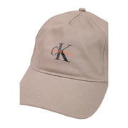 Calvin Klein Casquette de baseball homme en coton beige imprimé monologum avec logo CK brodé en noir et orange et nom de la marque