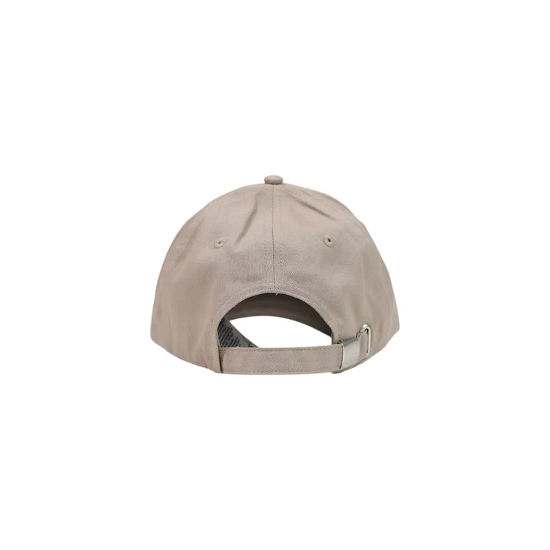 Casquette de baseball beige Calvin Klein pour homme, imprimée du monogramme, avec sangle en tissu et boucle en métal argenté (vue arrière), en coton.