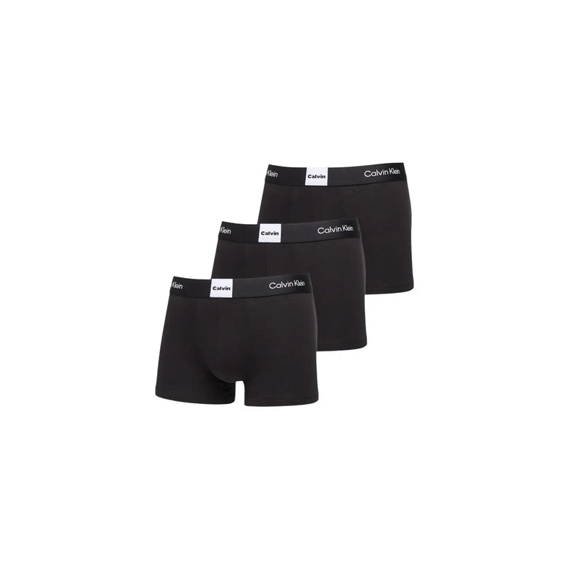 Black calvin klein boxer briefs with a white logo band designed for men underwear in cotton fabric