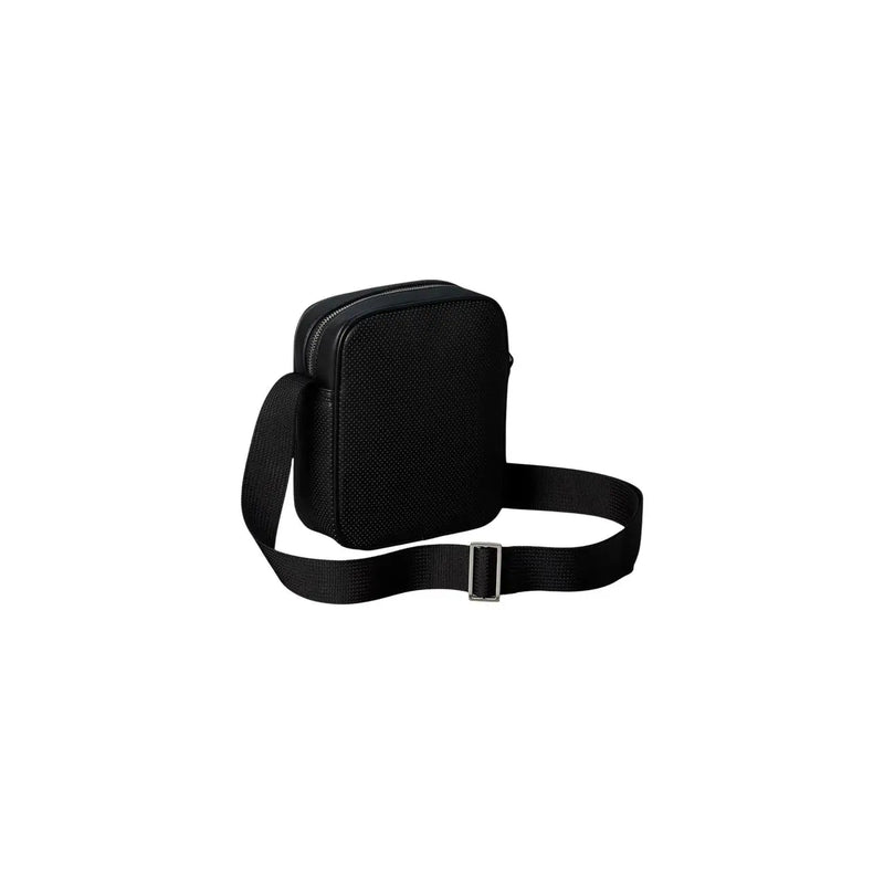 Calvin Klein Sac bandoulière homme noir perforé avec boucle argentée et bandoulière réglable en cuir texturé