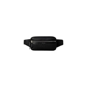 Calvin Klein Sac banane perforé pour homme en cuir texturé noir avec fermeture éclair argentée en polyuréthane