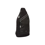 Calvin Klein Sac bandoulière homme en polyamide noir avec empiècement en maille à motif quadrillé et fermeture éclair argentée.