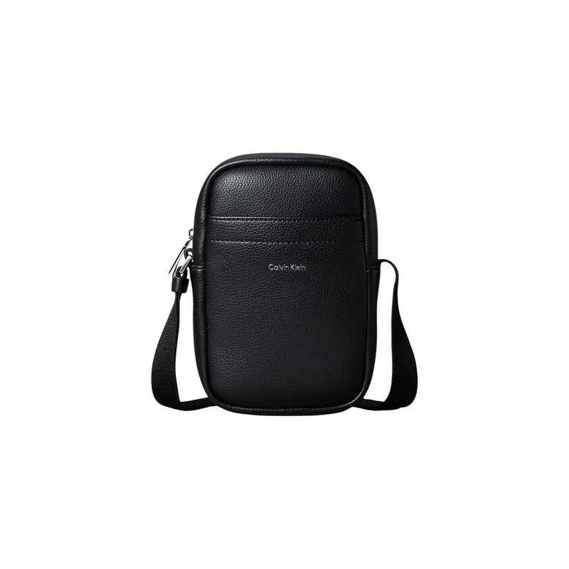 Sac bandoulière Calvin Klein pour homme, noir, en cuir polyuréthane texturé, design minimaliste, 11,5 x 18 x 5 cm