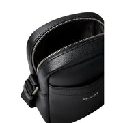 Calvin Klein Sac bandoulière homme en cuir polyuréthane texturé noir avec fermeture éclair argentée et bandoulière ajustable