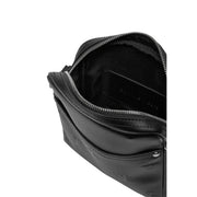 Noir Calvin Klein Sac bandoulière homme en cuir embossé logo avec fermeture éclair argentée, porté épaule, en polyester, L 18 x H 21 cm
