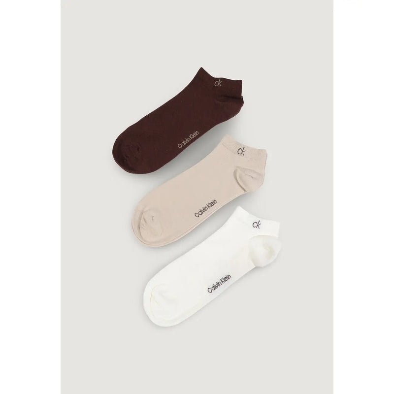 Set of three calvin klein men ankle socks in brown beige and white featuring comfortable cotton blend material