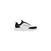 Calvin Klein Baskets pour hommes blanches et noires au design moderne et élégant, en polyester à lacets.