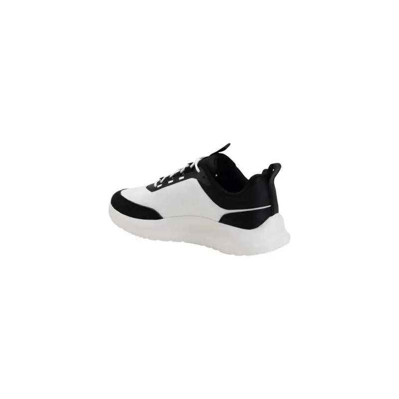 Calvin Klein Baskets pour hommes noires et blanches en polyester à lacets et semelle épaisse pour usage sportif