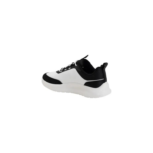 Calvin Klein Baskets pour hommes noires et blanches en polyester à lacets et semelle épaisse pour usage sportif