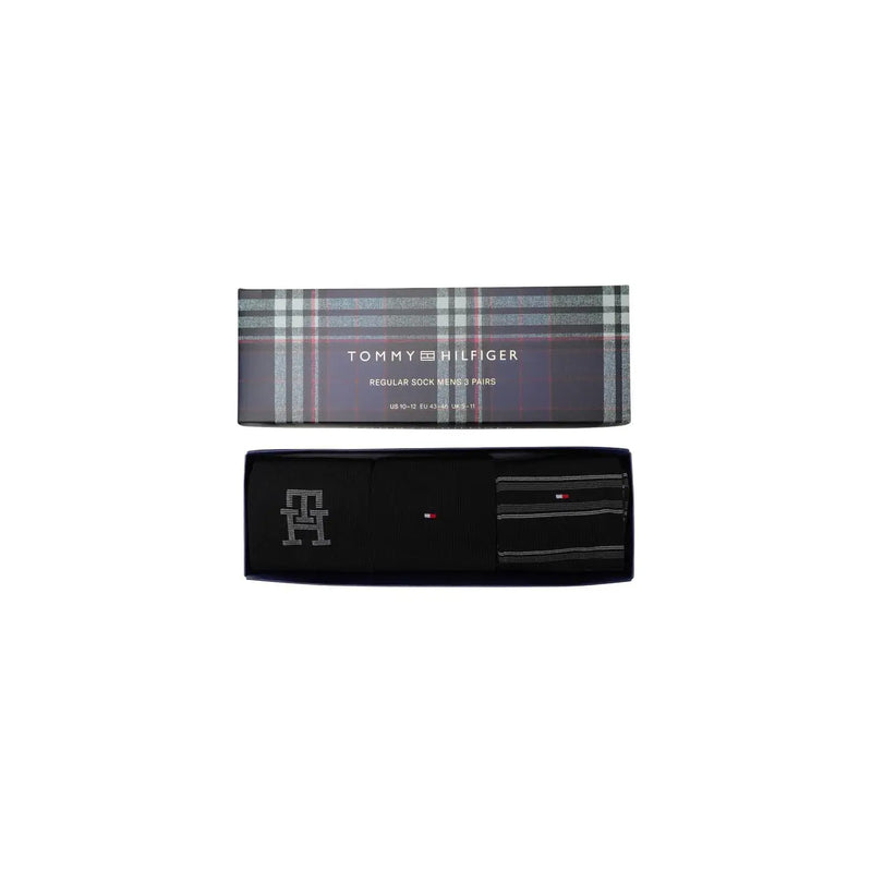 Calvin klein men socks 3 pack black cotton stripe in tommy hilfiger plaid packaging black box regular fit
