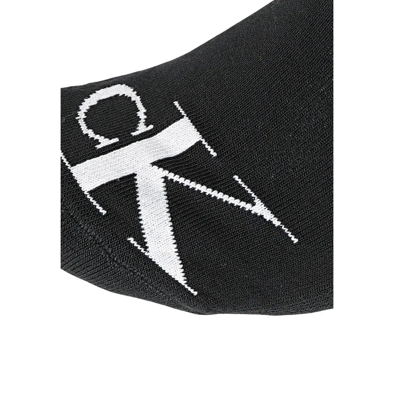Black calvin klein men socks in cotton featuring a bold white ck logo knitted into the fabric in a 2 pack