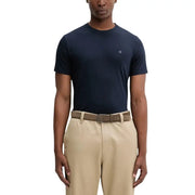 bleu marine Calvin Klein t-shirt en coton à manches courtes pour hommes t-shirt avec un petit logo brodé sur la poitrine gauche