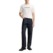 Calvin Klein hommes t-shirt en coton blanc avec logo rose et col rond classique