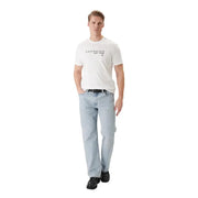 Calvin Klein T-shirt homme blanc en coton, col rond, avec logo Calvin Klein noir (fondé en 1968) et emblème CK sur la poitrine
