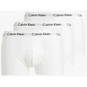 Calvin Klein men’s white boxer briefs with black logo trim designed for comfortable everyday wear