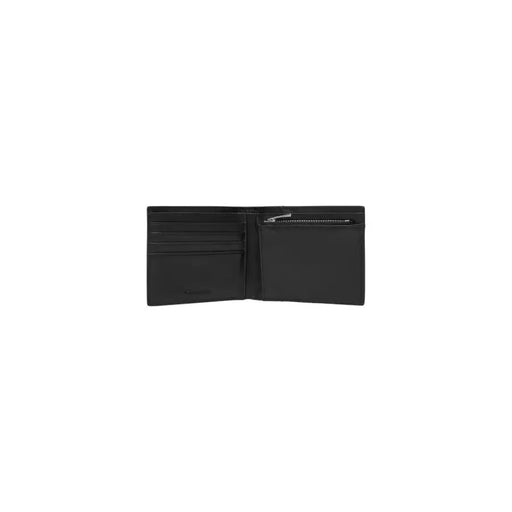 Calvin Klein Portefeuille homme en cuir noir à deux volets avec plusieurs emplacements pour cartes et un compartiment zippé