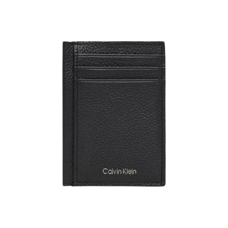 Calvin Klein Portefeuille homme en cuir noir texturé avec porte-cartes, bords cousus et plusieurs emplacements pour cartes
