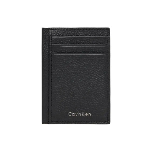 Calvin Klein Portefeuille homme en cuir noir texturé avec porte-cartes, bords cousus et plusieurs emplacements pour cartes