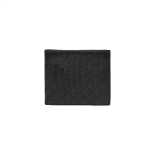 Calvin Klein Portefeuille pour homme en cuir noir avec motif logo répété en relief pour un usage quotidien élégant