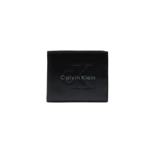 Portefeuille homme Calvin Klein noir avec logo embossé élégant et finition cuir lisse visible sur le devant