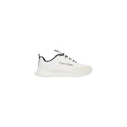 Calvin Klein Baskets montantes blanches en polyester pour homme, avec lacets noirs et un design moderne et élégant pour une tenue décontractée.