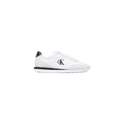 Calvin Klein Baskets montantes blanches en textile pour homme, avec détails noirs et logo, pour une tenue décontractée.