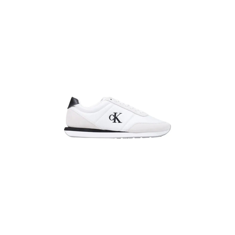 Calvin Klein Baskets montantes blanches en textile pour homme, avec détails noirs et logo, pour une tenue décontractée.
