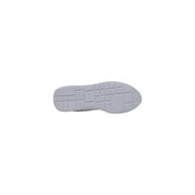 Calvin Klein Baskets montantes blanches en textile pour hommes, dotées d'une semelle en caoutchouc blanc à motif quadrillé.