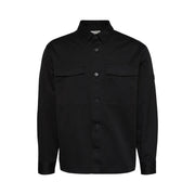 Calvin Klein Chemise noire à manches longues en coton pour homme, fermeture boutonnée sur le devant, deux poches poitrine et col.