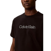 Calvin Klein T-shirt noir en coton pour homme, coupe classique, avec logo blanc sur la poitrine