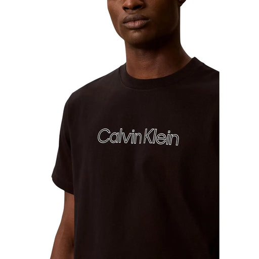 Calvin Klein T-shirt noir en coton pour homme, coupe classique, avec logo blanc sur la poitrine